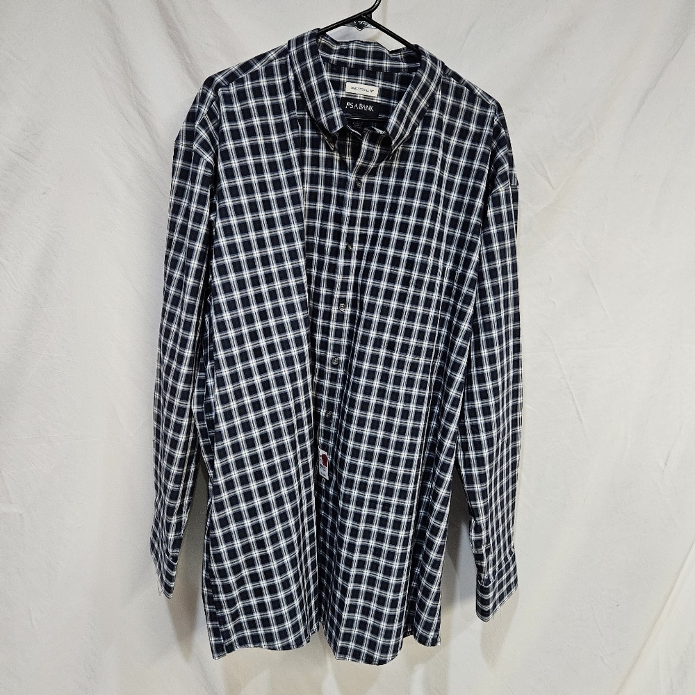 Jos A Bank Shirt Mens 2X Black Blue Traditional Fit Button Down